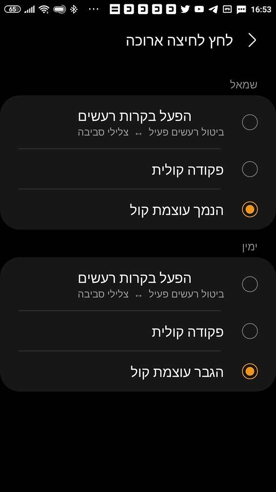 הגדרת כפתורים (צילום מסך)